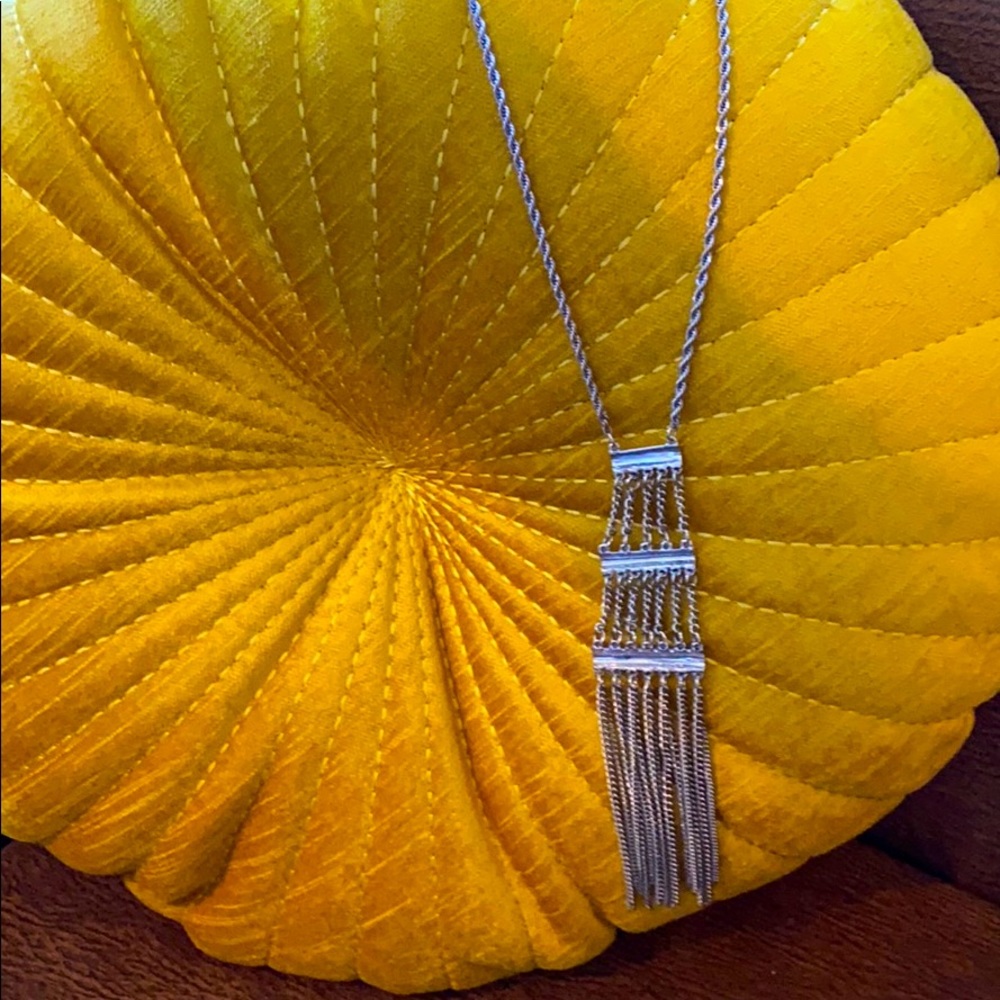 Long silver necklace